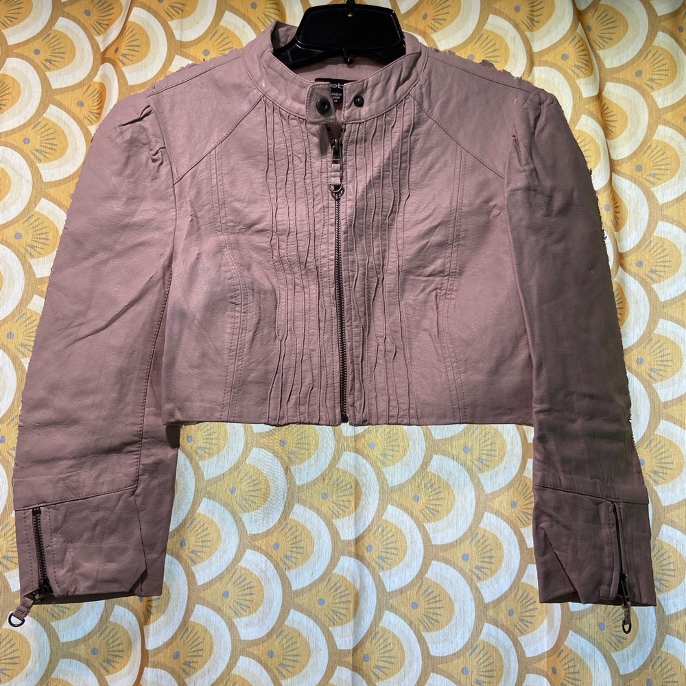 Bebe Pale pink Faux leather jacket cropped